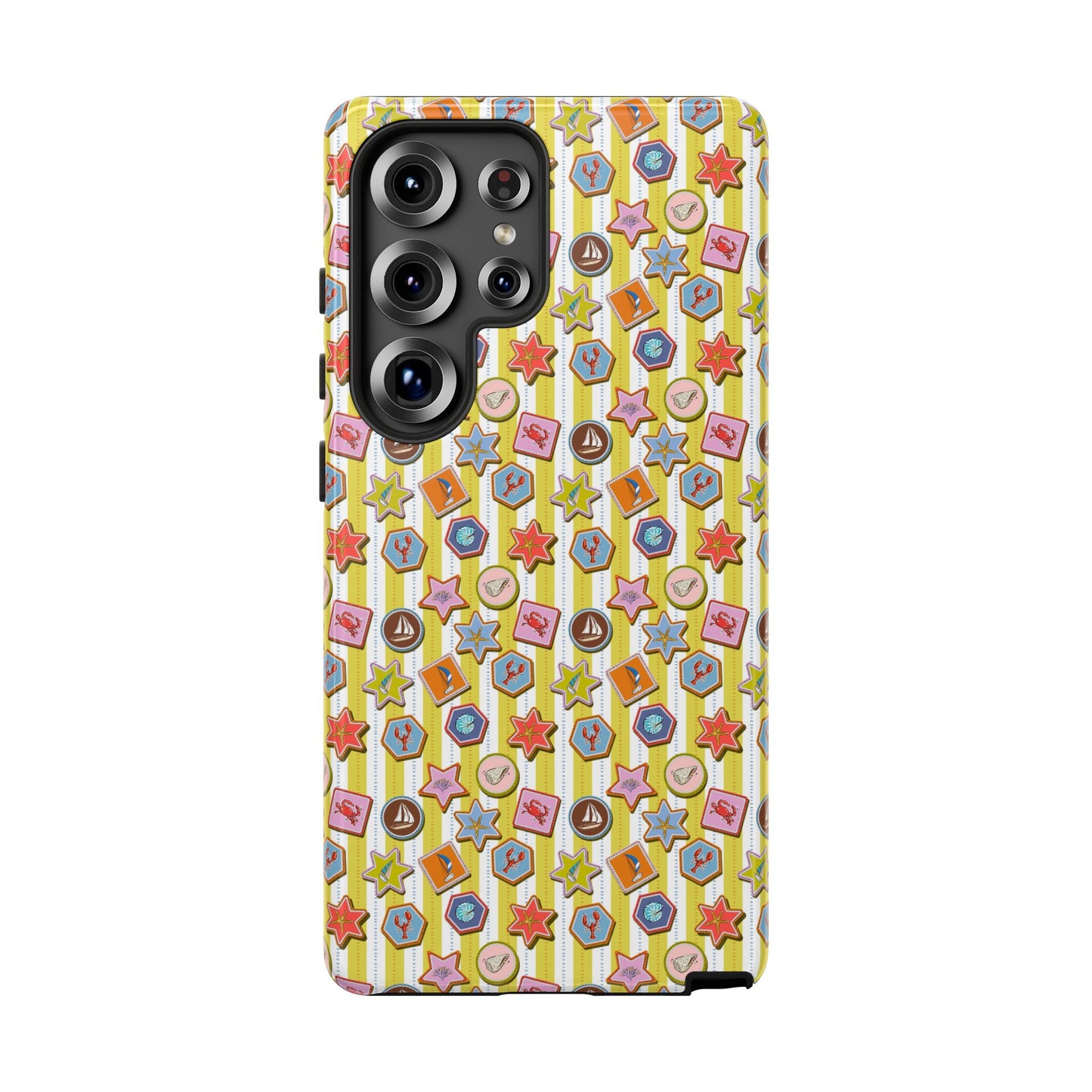 Yellow and White Striped Summer Themed Phone Case