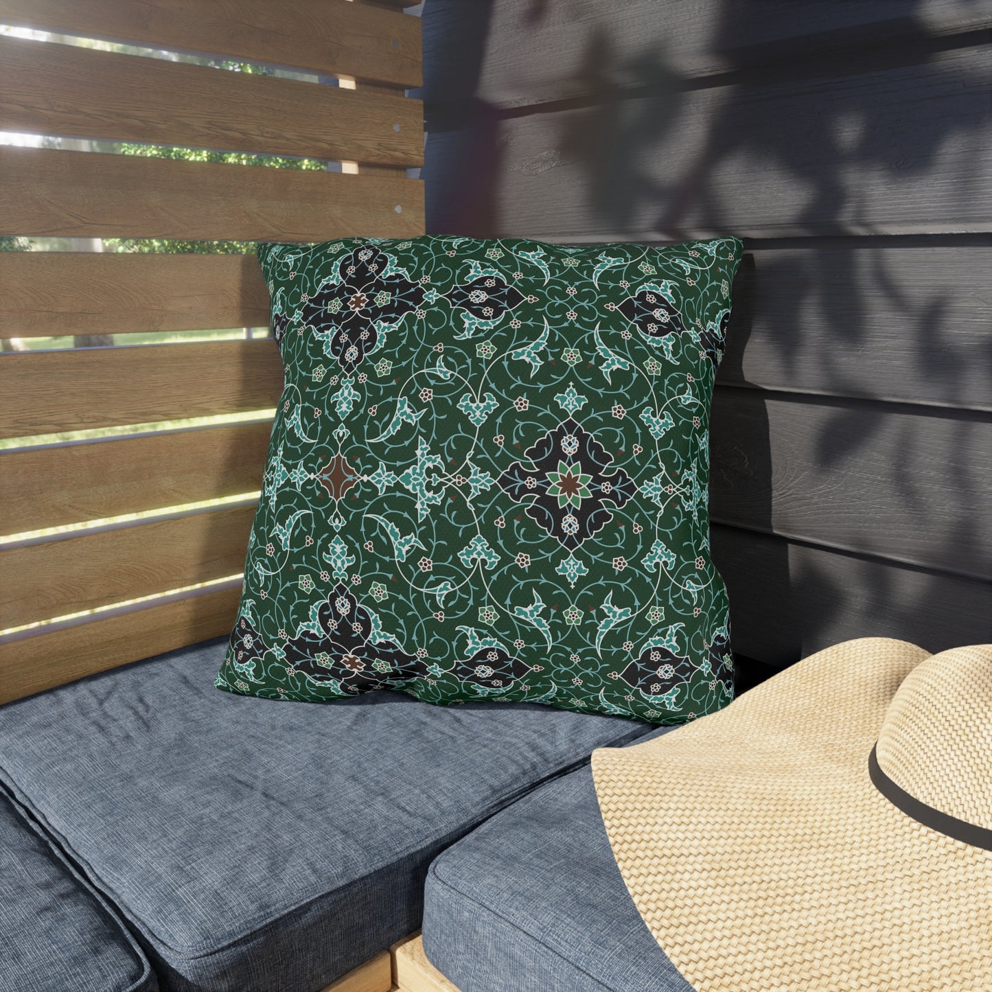Elegant Green and Blue - Outdoor Pillow