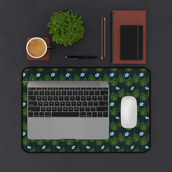 Blue and Green Floral Garden - Desk Mat