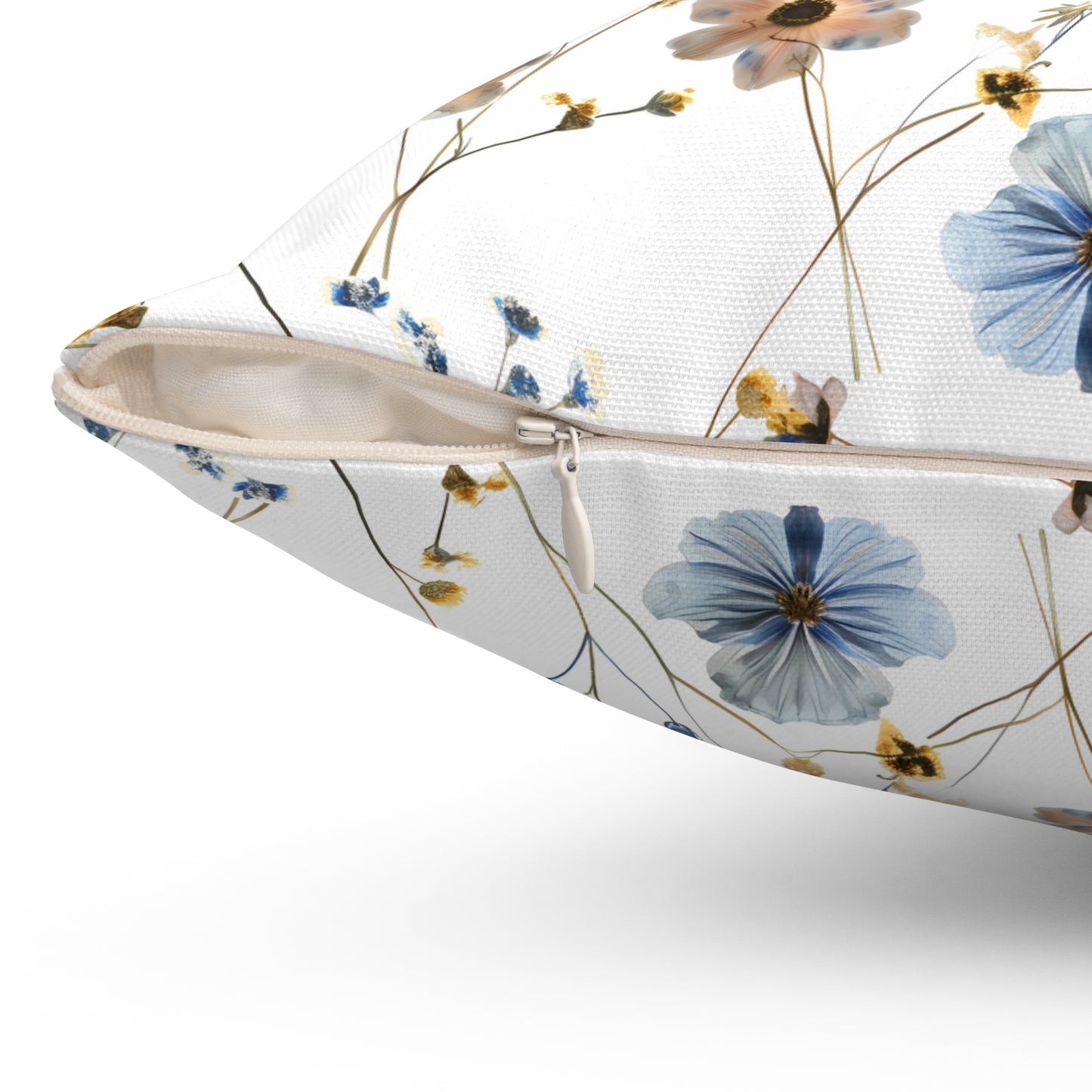 Boho Blue and Yellow Floral - Indoor Throw Pillow