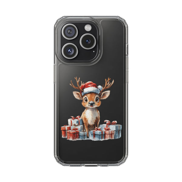 Festive Reindeer on a Clear Phone Case