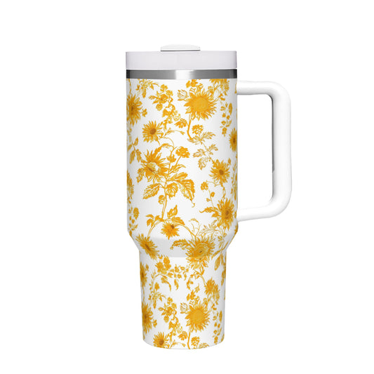Sunflower Toile - 40oz Stainless Steel Tumbler