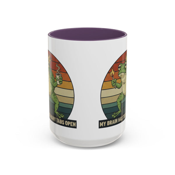 "Too Many Tabs Open" Retro Frog Accent Mug - 11oz & 15oz Ceramic Coffee Cup