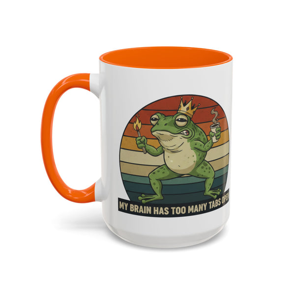 "Too Many Tabs Open" Retro Frog Accent Mug - 11oz & 15oz Ceramic Coffee Cup