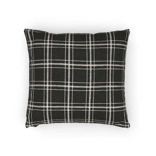 Cozy Blue and White Plaid - Woven Throw Pillow