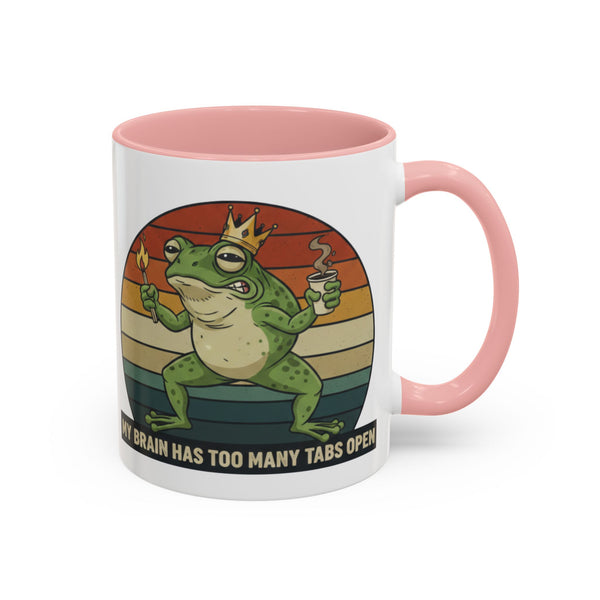 "Too Many Tabs Open" Retro Frog Accent Mug - 11oz & 15oz Ceramic Coffee Cup