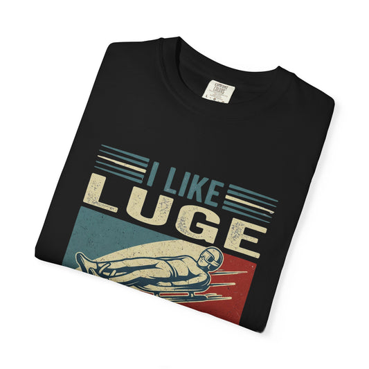 "I Like Luge & Maybe 3 People" Retro Graphic T-Shirt | Funny Winter Sport Gift