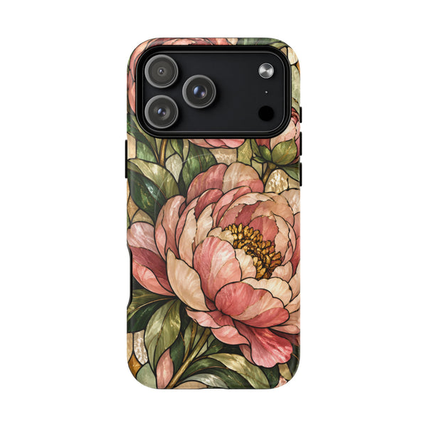 Glossy or Matte Stained Glass Peony MagSafe iPhone Case