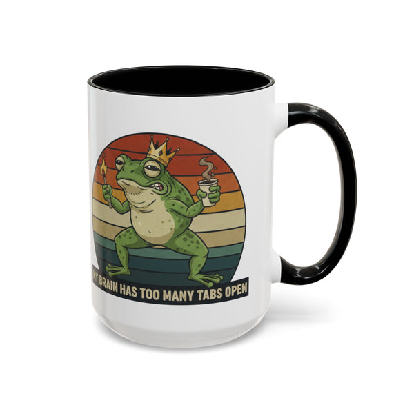"Too Many Tabs Open" Retro Frog Accent Mug - 11oz & 15oz Ceramic Coffee Cup