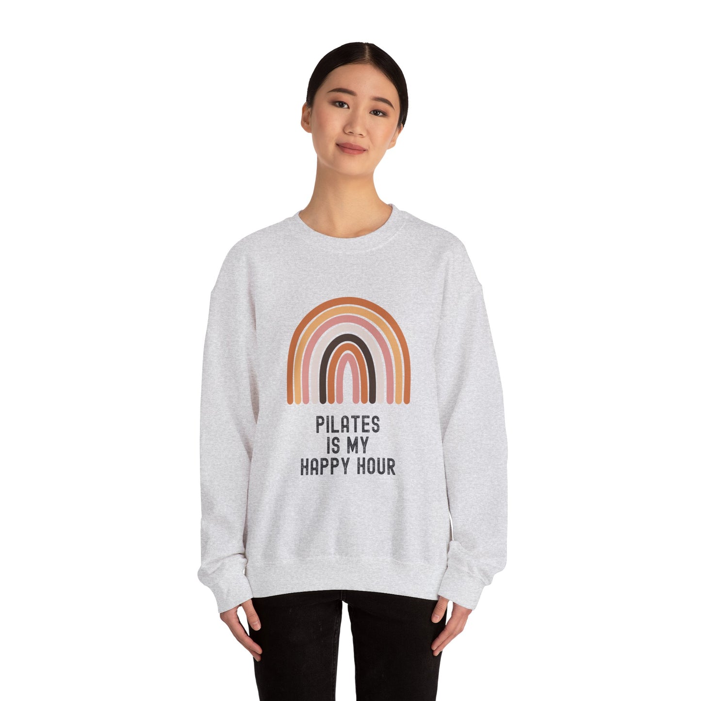 Pilates Rainbow Crewneck Sweatshirt, Cozy Exercise Sweatshirt, Gift for Fitness Lovers, Motivational Apparel, Workout Pullover