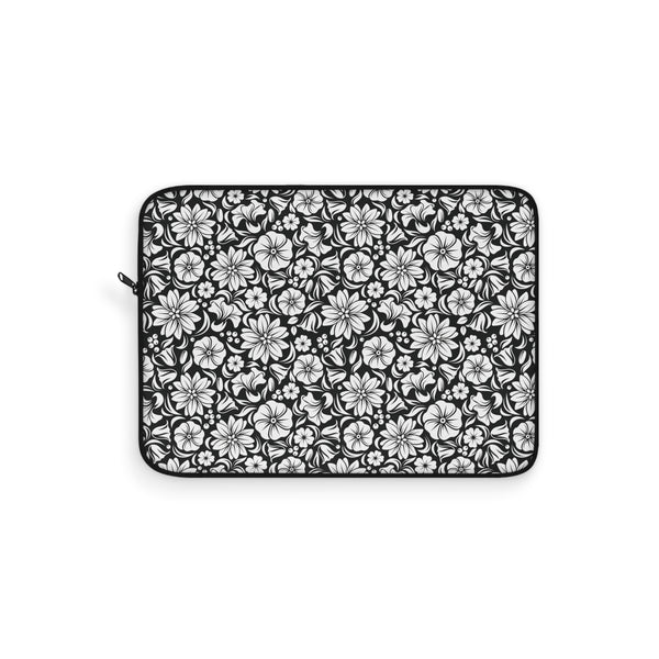 Black and White Floral Laptop Sleeve