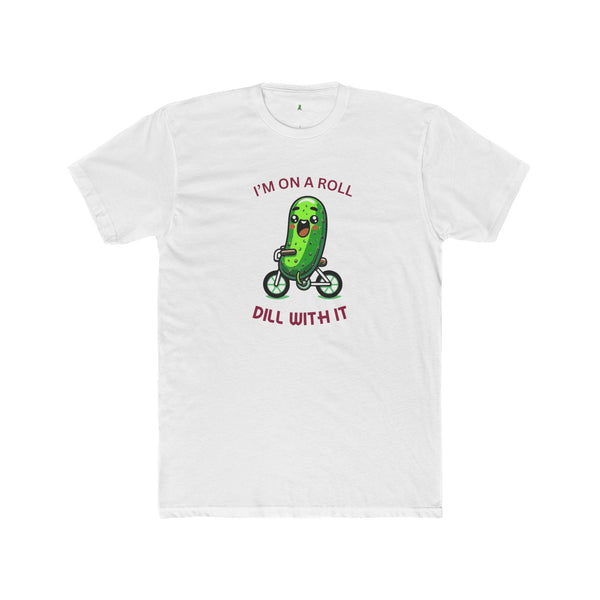 Mens Funny Pickle Themed White Cotton Crew Tee Big Dill Graphic TShirt