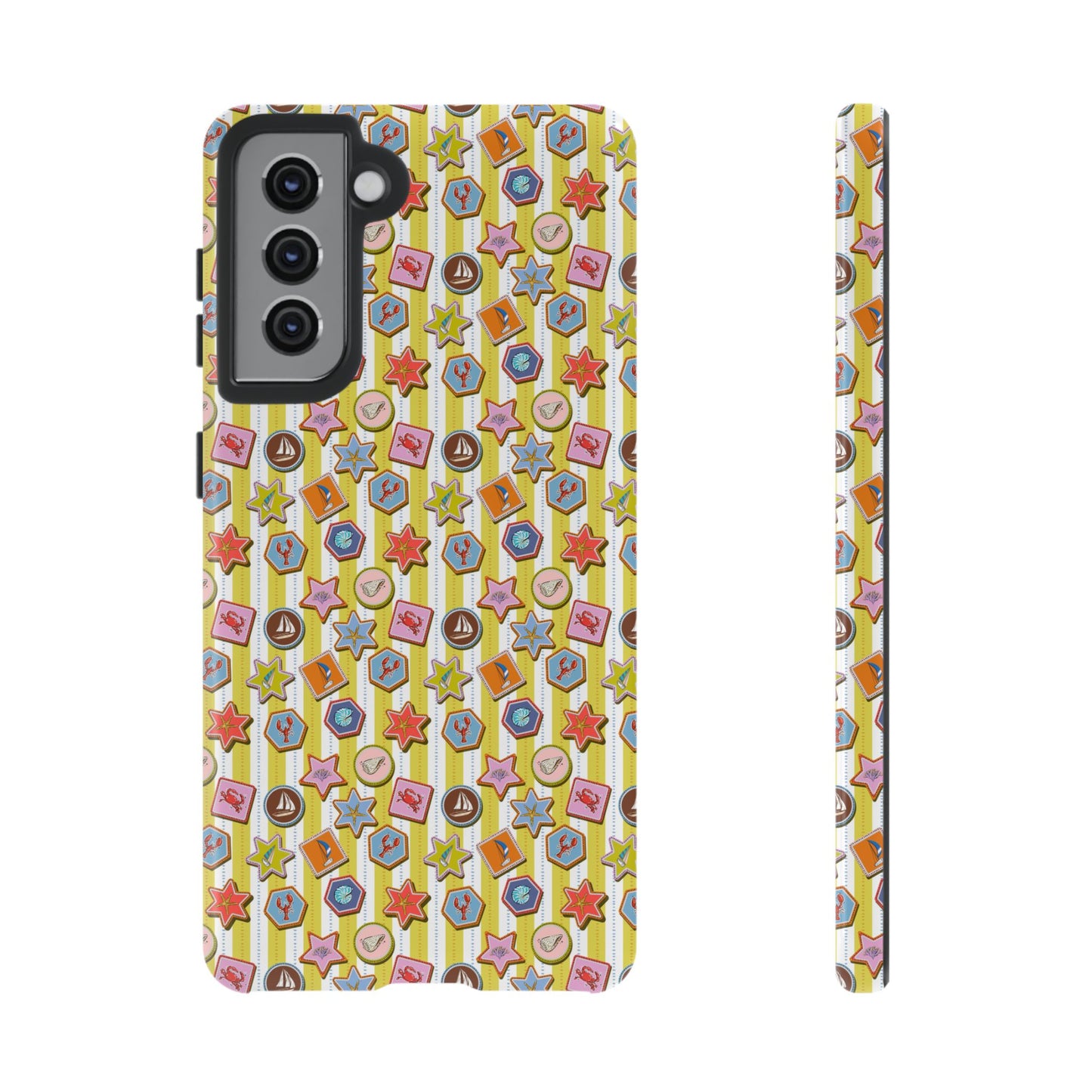 Yellow and White Striped Summer Themed Phone Case