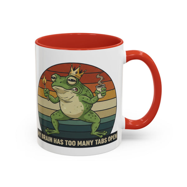 "Too Many Tabs Open" Retro Frog Accent Mug - 11oz & 15oz Ceramic Coffee Cup