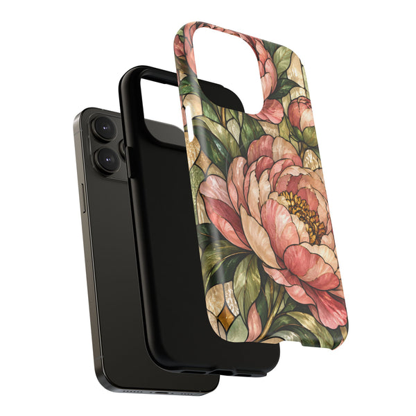 Glossy or Matte Stained Glass Peony MagSafe iPhone Case