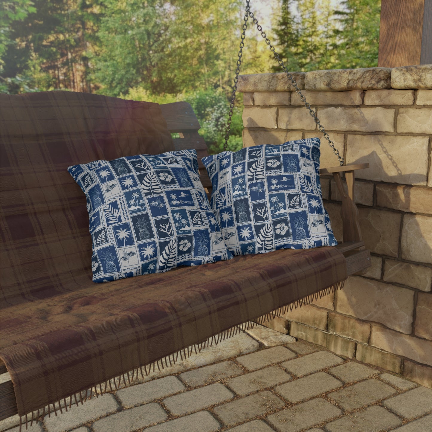 Palm Trees & Pineapples Tropical - Outdoor Pillow