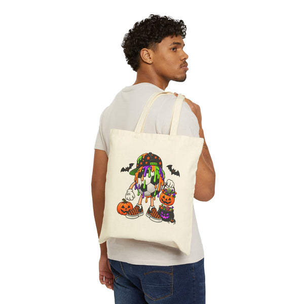 Drippy Soccer Ball Candy Skull Tote Bag | Pumpkin, Bats, Trick-or-Treat