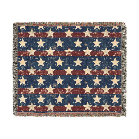 Patriotic Star Woven Blanket