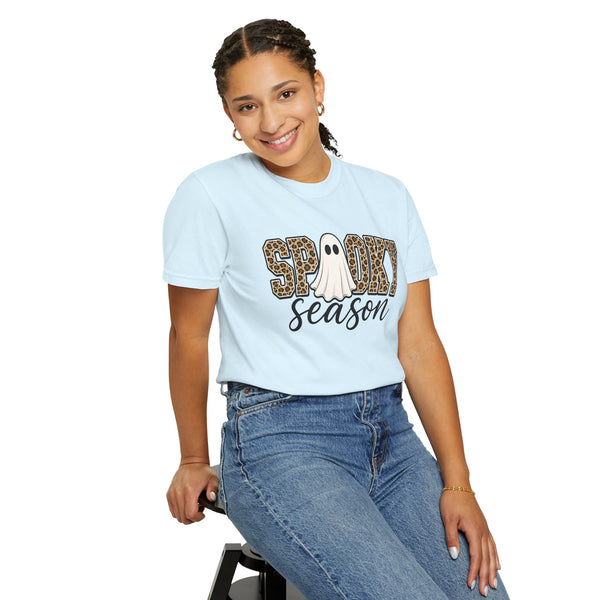 Spooky Season Leopard Print Ghost Halloween Graphic T-Shirt