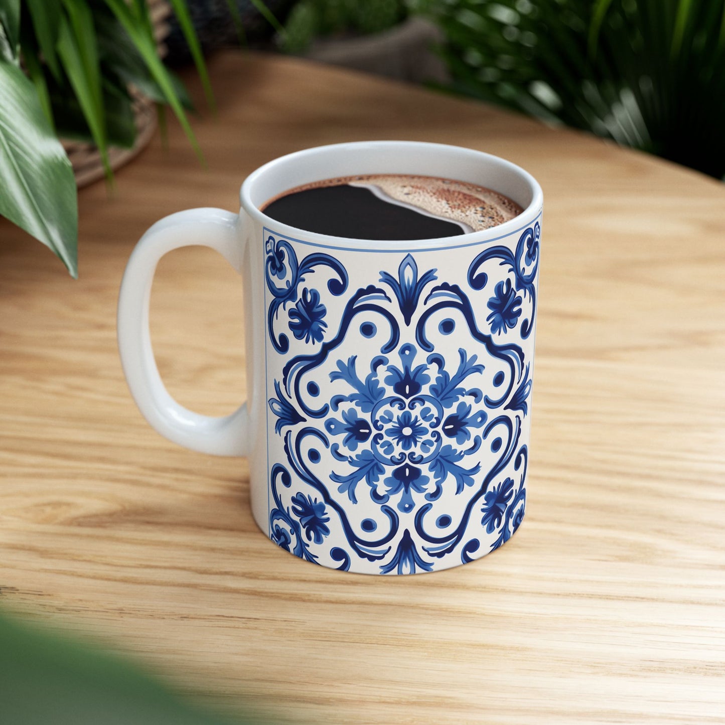 Blue Title Ceramic Mug, 11 oz mug, Portuguese Blue Title Inspired