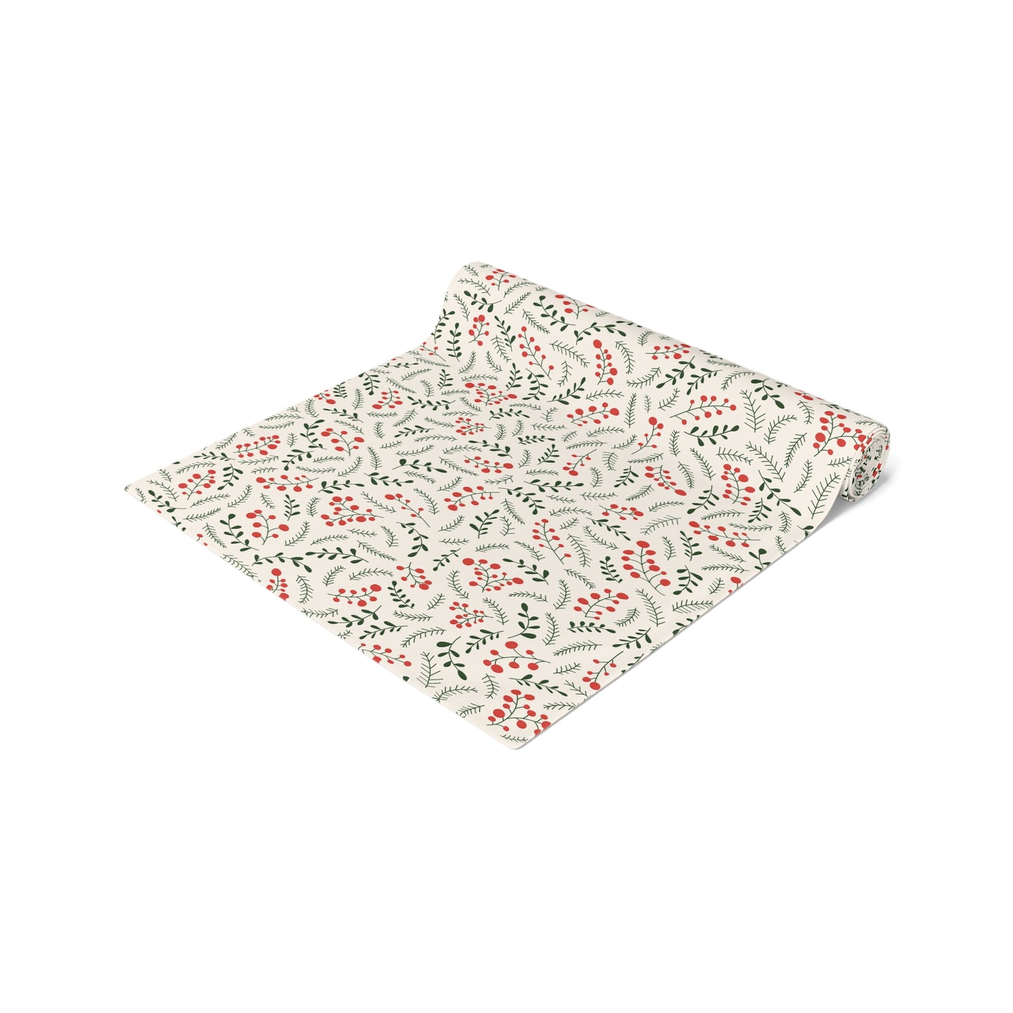 Christmas Table Runner Featuring Red & Green Holly
