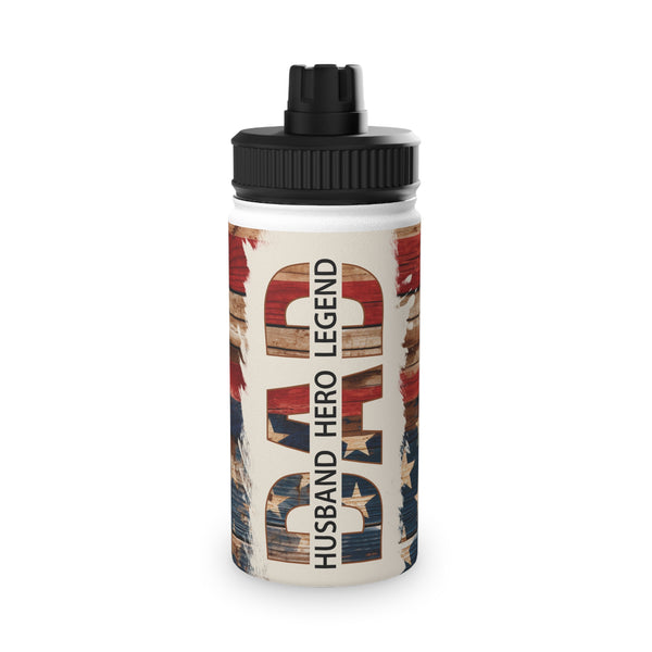 Dad Stainless Steel Sports Bottle - Husband Hero Legend Water Bottle with Sport Cap