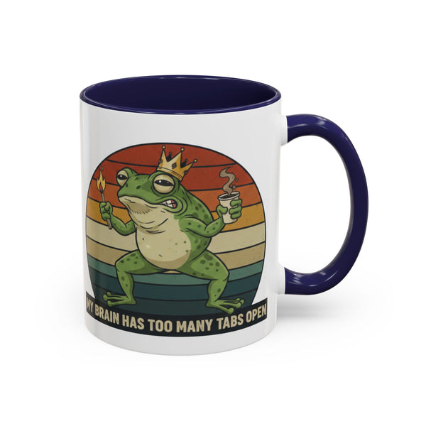 "Too Many Tabs Open" Retro Frog Accent Mug - 11oz & 15oz Ceramic Coffee Cup