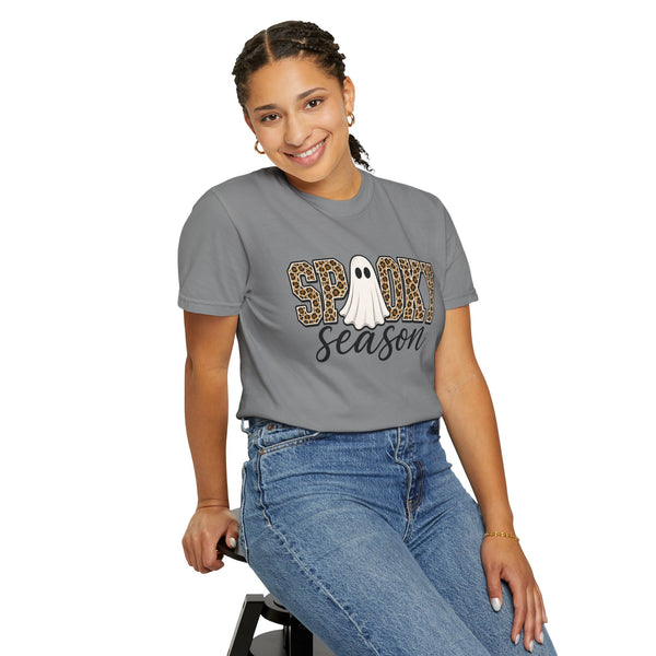 Spooky Season Leopard Print Ghost Halloween Graphic T-Shirt