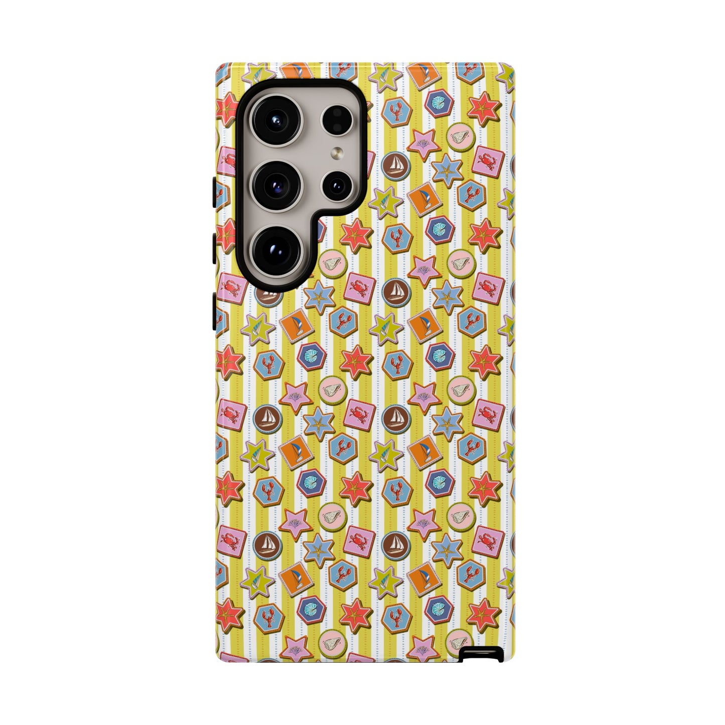 Yellow and White Striped Summer Themed Phone Case