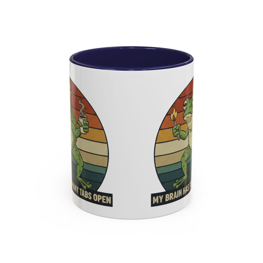 "Too Many Tabs Open" Retro Frog Accent Mug - 11oz & 15oz Ceramic Coffee Cup