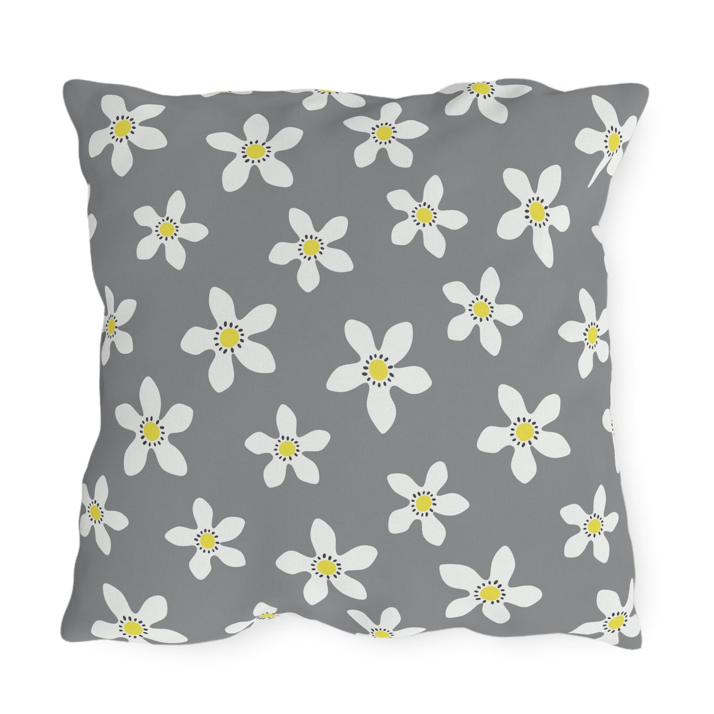 Daisy on Gray - Outdoor Throw Pillow