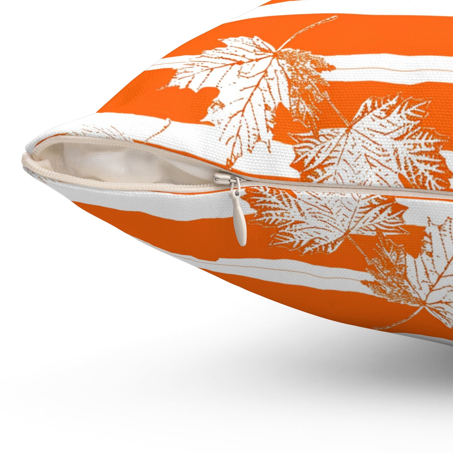 Orange and White Leaves - Indoor Throw Pillow – Autumn Decoration