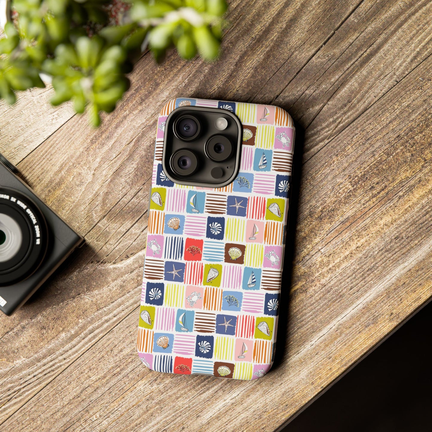 Colorful Seashells Sailboats and Starfish Summer Themed Phone Case