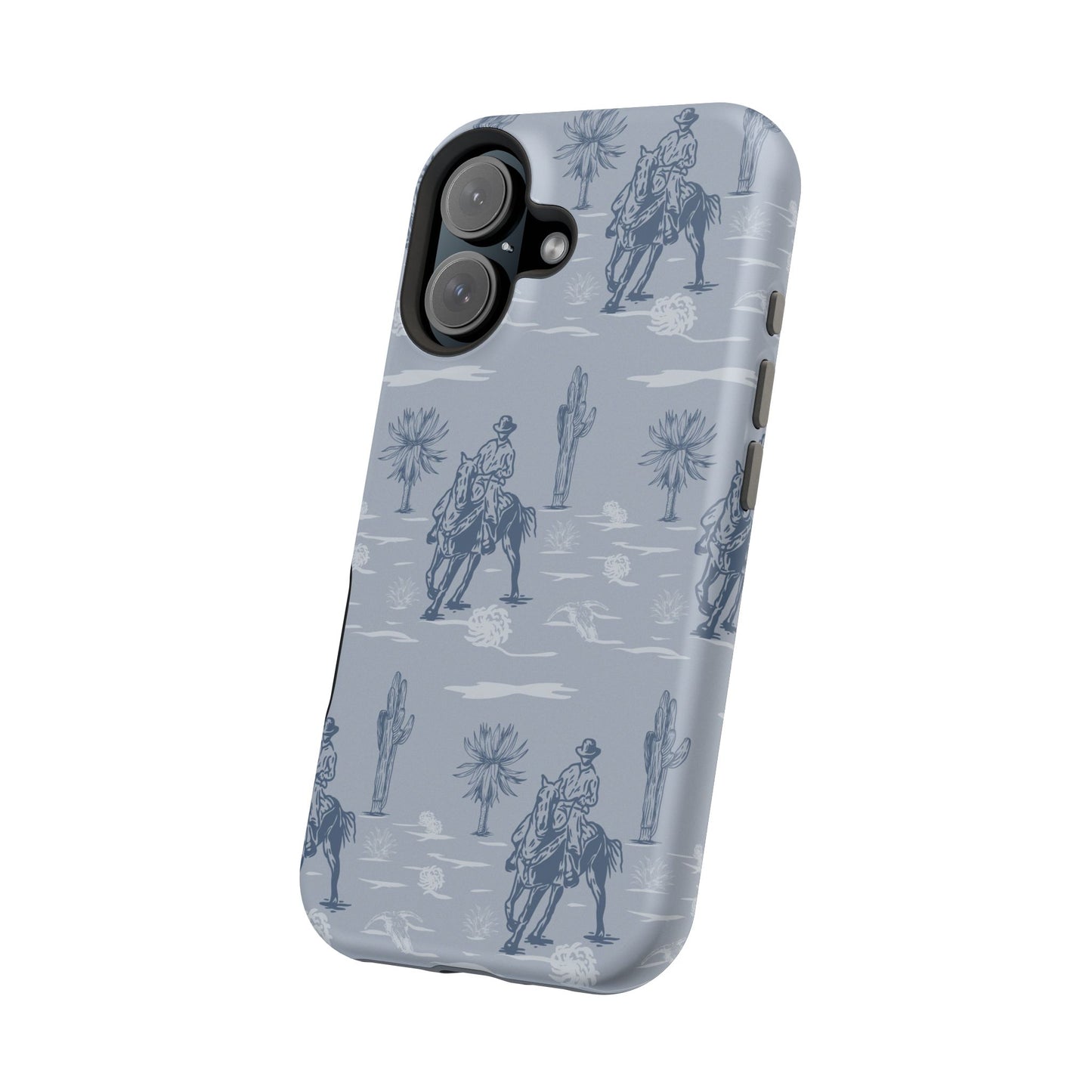 iPhone Case - Blue Cowboy and Cactus Western Themed MagSafe Tough Case