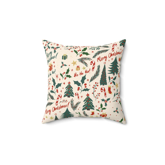 Holiday Throw Pillow – Red & White Christmas Decorative Pillow