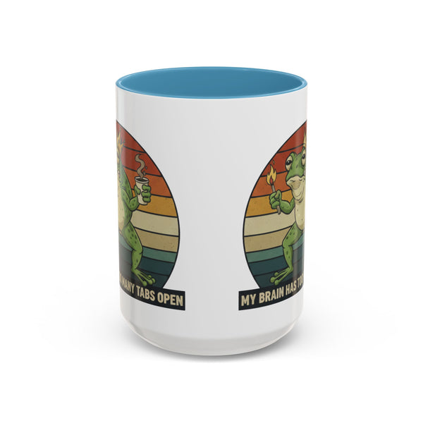 "Too Many Tabs Open" Retro Frog Accent Mug - 11oz & 15oz Ceramic Coffee Cup