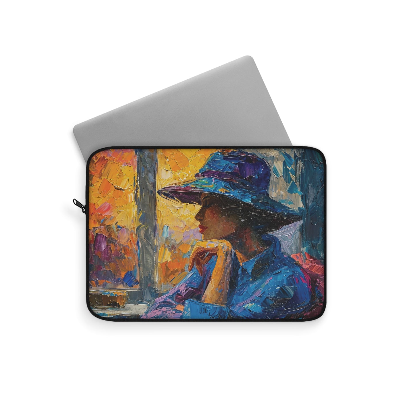 Woman in a Cafe Painting Inspired Laptop Sleeve