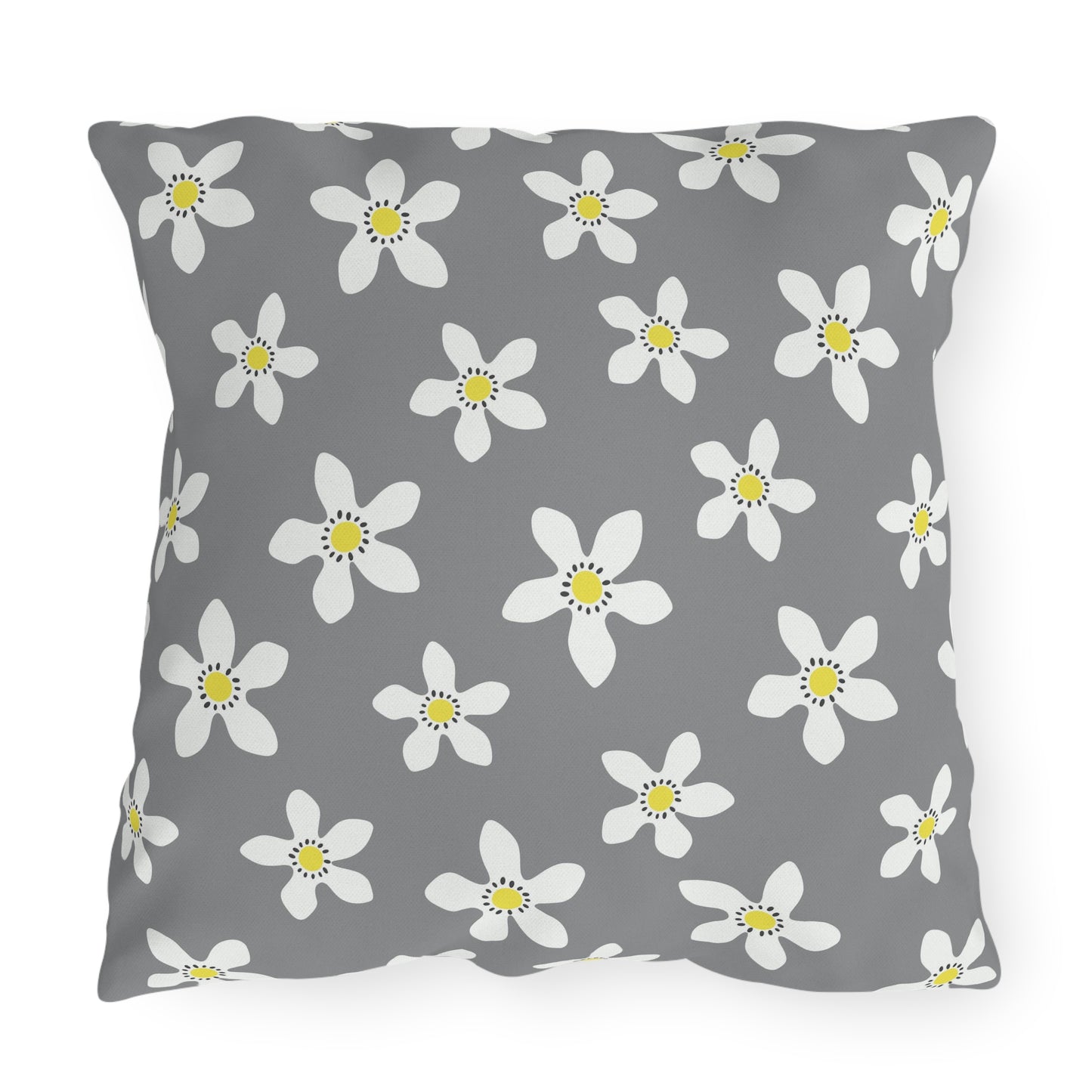Daisy on Gray - Outdoor Throw Pillow