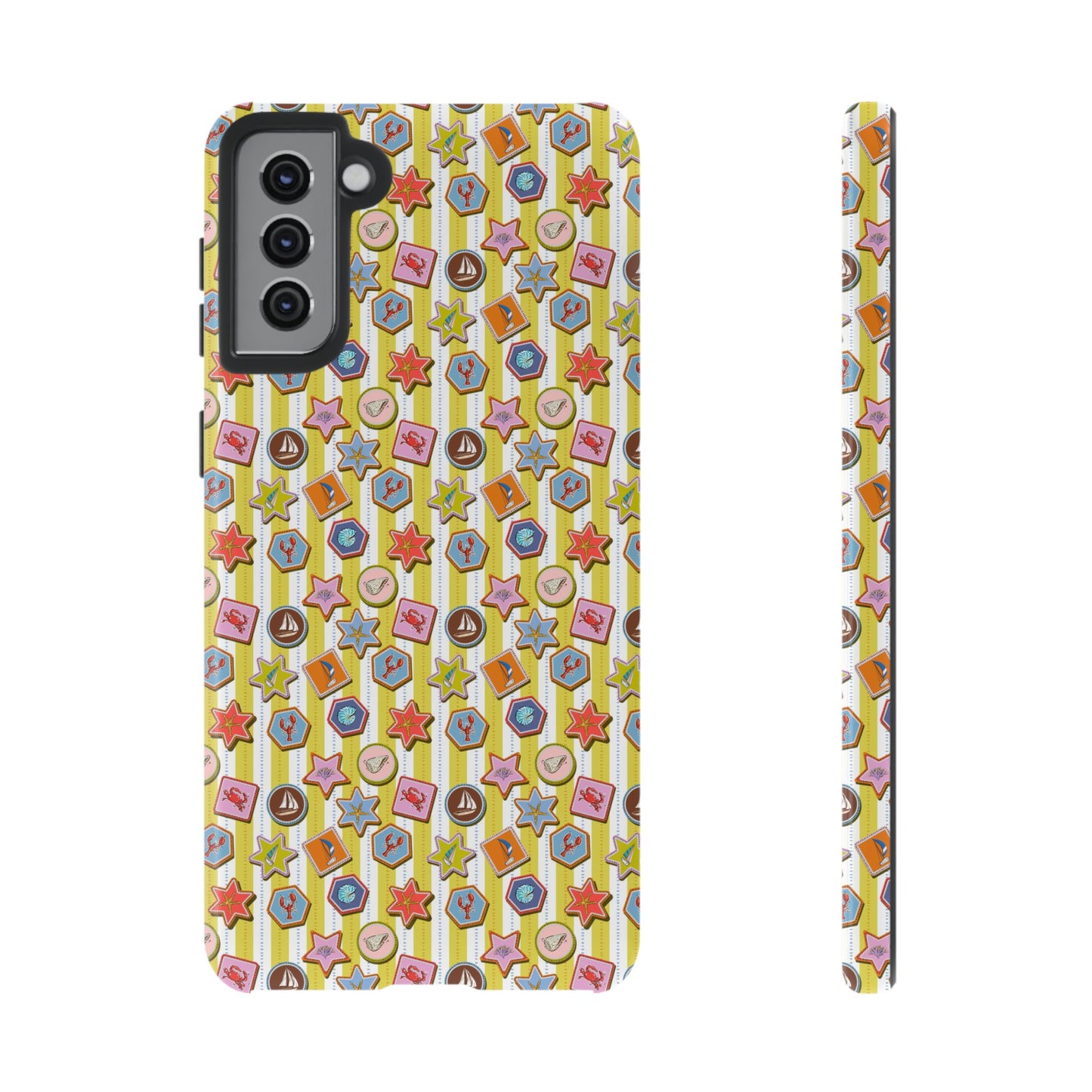 Yellow and White Striped Summer Themed Phone Case