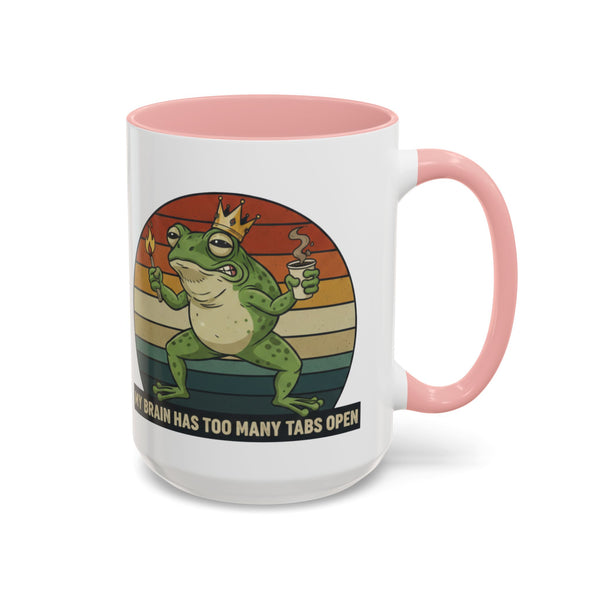 "Too Many Tabs Open" Retro Frog Accent Mug - 11oz & 15oz Ceramic Coffee Cup