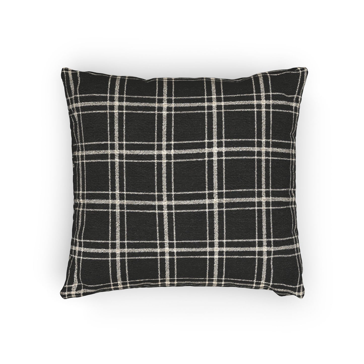 Cozy Blue and White Plaid - Woven Throw Pillow