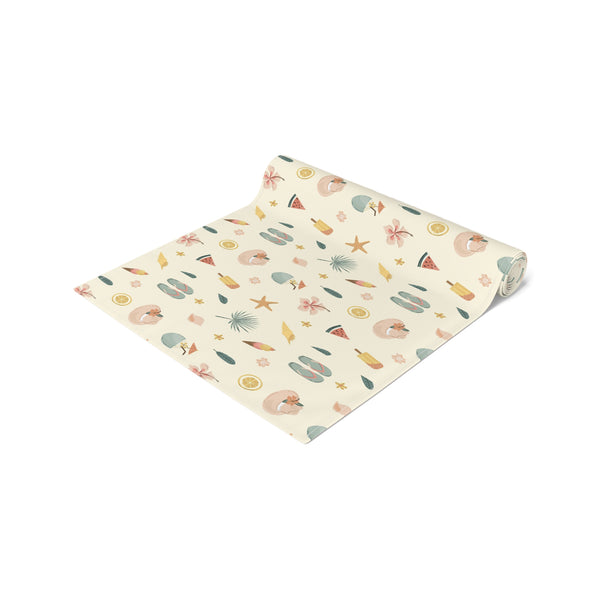 Seashell & Beach Print - Coastal Table Runner