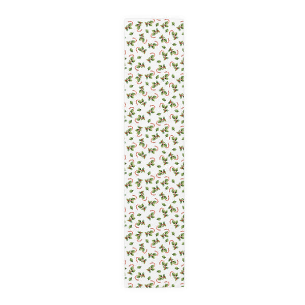 Christmas Table Runner Featuring Holly & Candy Canes