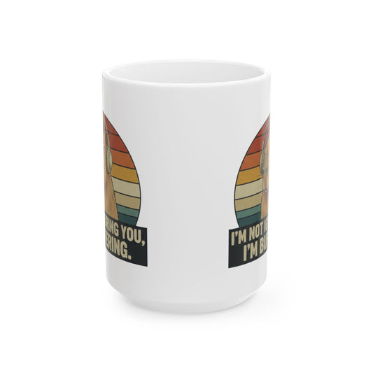 Capybara Buffering Ironic Coffee Mug | Funny Unhinged Animal Retro Gift, 11oz & 15oz
