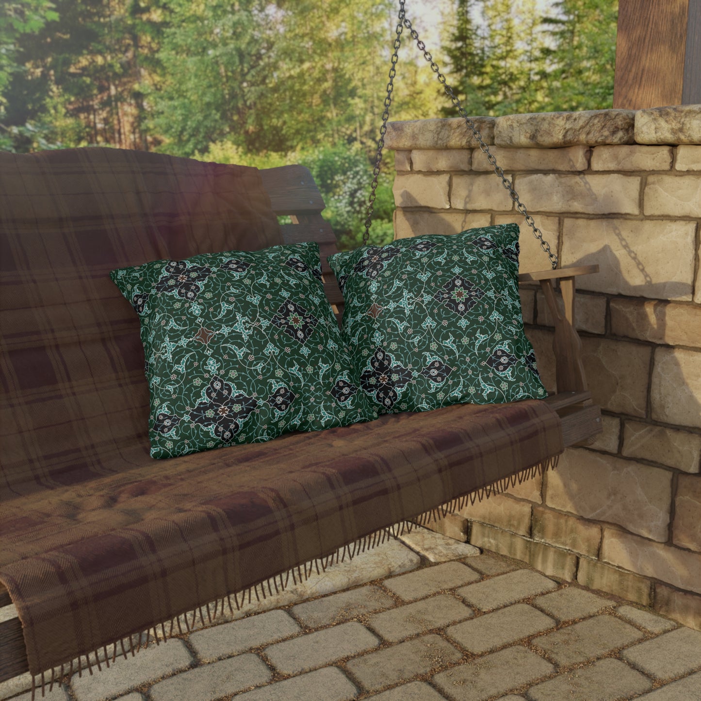 Elegant Green and Blue - Outdoor Pillow