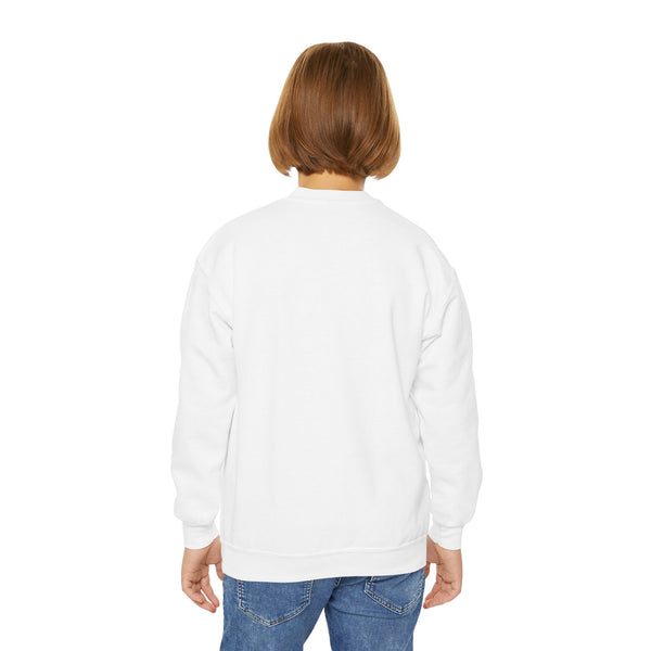Youth Crewneck Sweatshirt — Pink Ballet Bow Grid Graphic for Girls, Cute Dance Crewneck