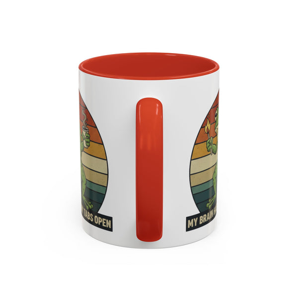 "Too Many Tabs Open" Retro Frog Accent Mug - 11oz & 15oz Ceramic Coffee Cup