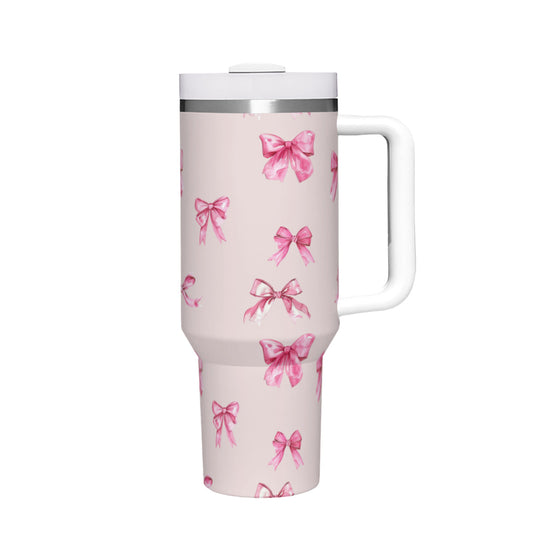 Pink Coquette Bow - 40oz Stainless Steel Tumbler