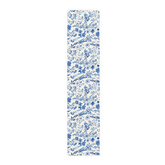 Blue Floral Toile Table Runner