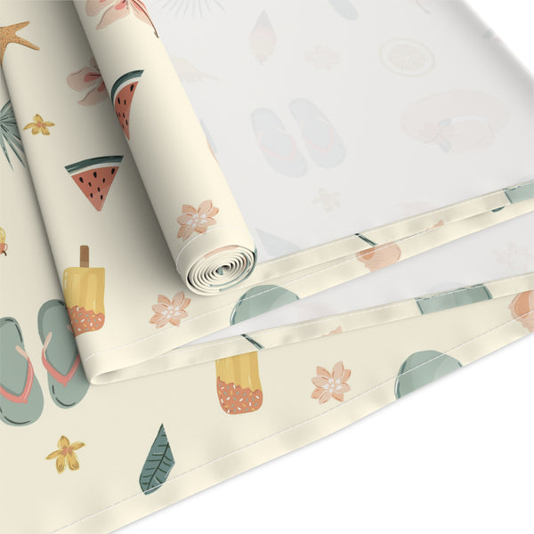 Seashell & Beach Print - Coastal Table Runner